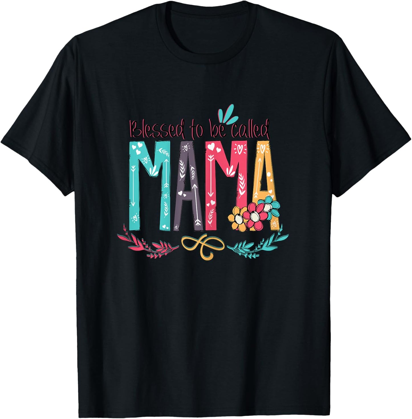 Blessed to be called MaMa Colorful gifts-Grandma T-Shirt - T-Shirt | Black