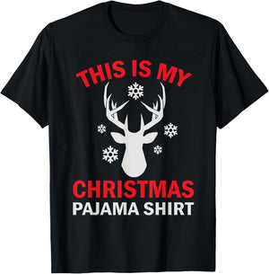 This Is My Christmas Pajama Deer Hunter T-Shirt - T-Shirt | Black