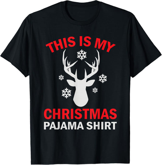 This Is My Christmas Pajama Deer Hunter T-Shirt - T-Shirt | Black