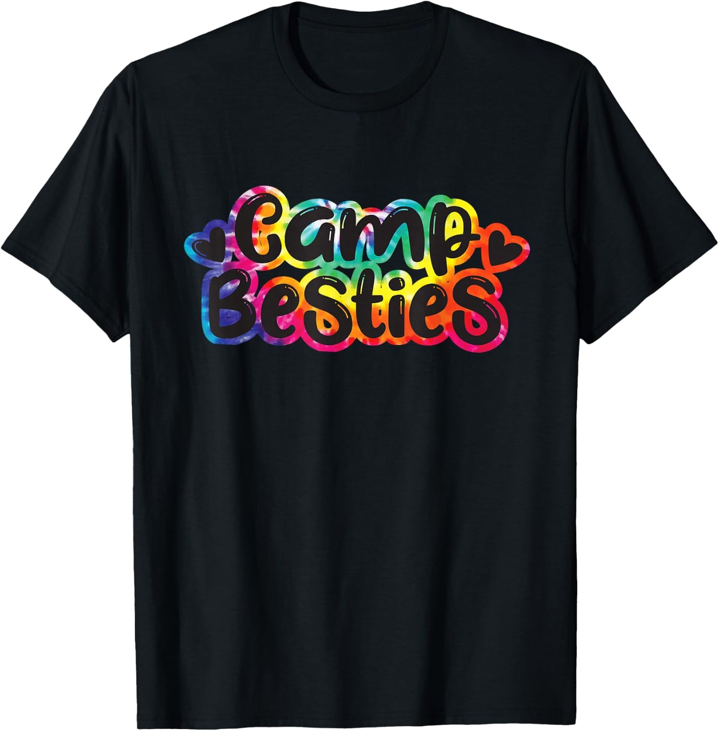 Camp Besties Shirt Cute Tie Dye Best Friend Summer Girl Gift T-Shirt - T-Shirt | Black