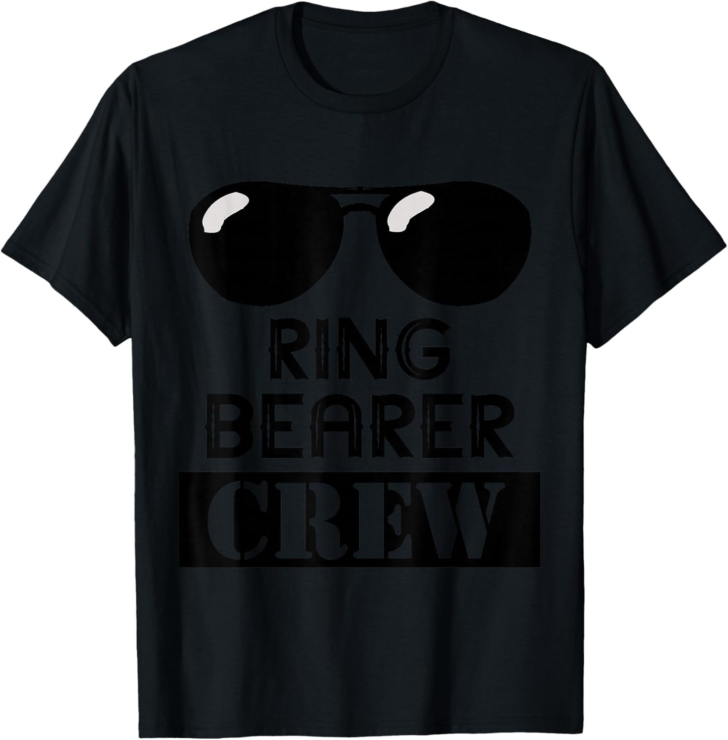 Ring Bearer Crew Ring Wedding Party Sunglass Security T-Shirt - T-Shirt | Black