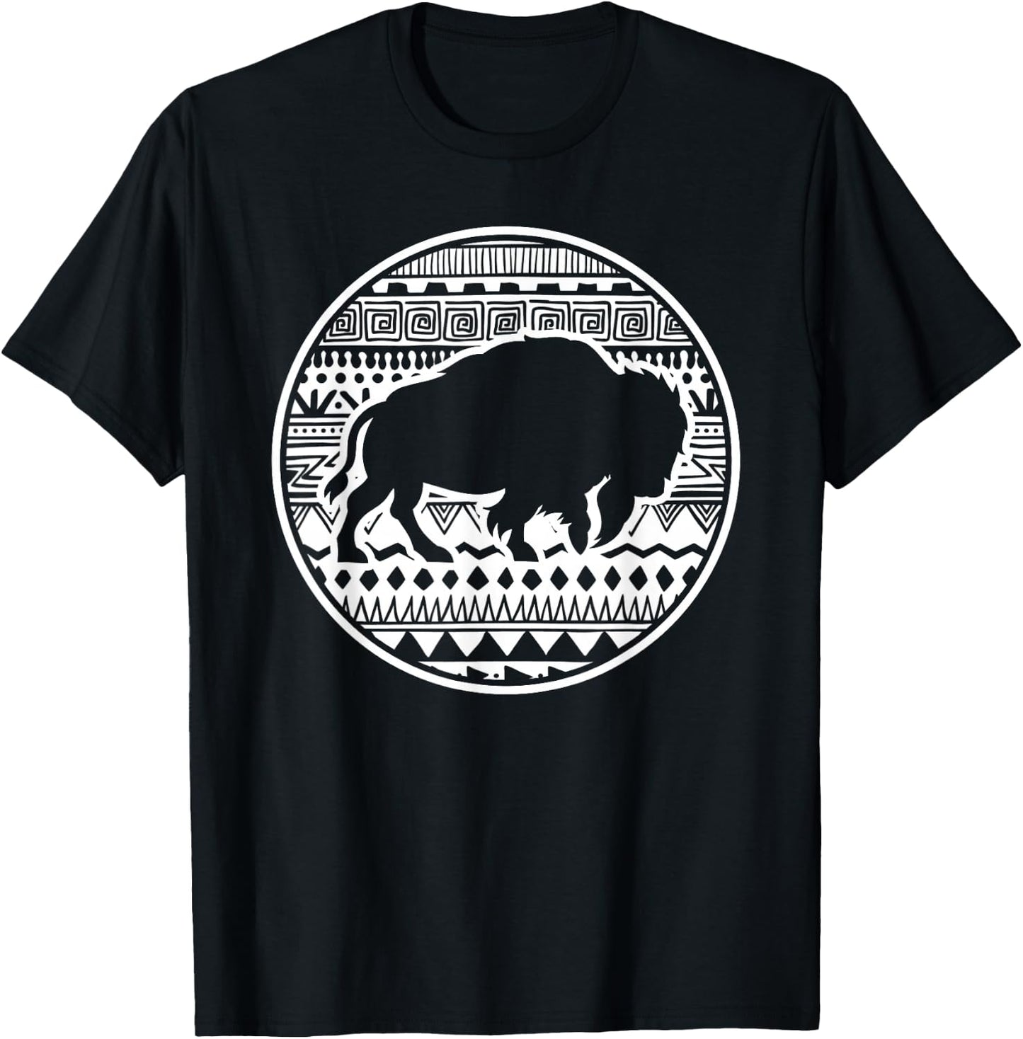 American Bison Animal Lover Vintage Tribal Buffalo T-Shirt - T-Shirt | Black