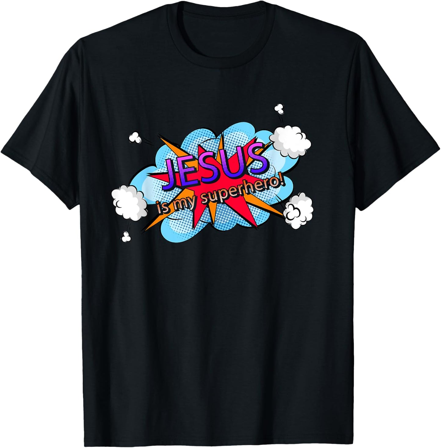 Jesus Is My Superhero Cute Powerful Christian Gift Comic T-Shirt - T-Shirt | Black