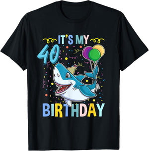 Shark Lover Its My 40th Birthday T-Shirt - T-Shirt | Black