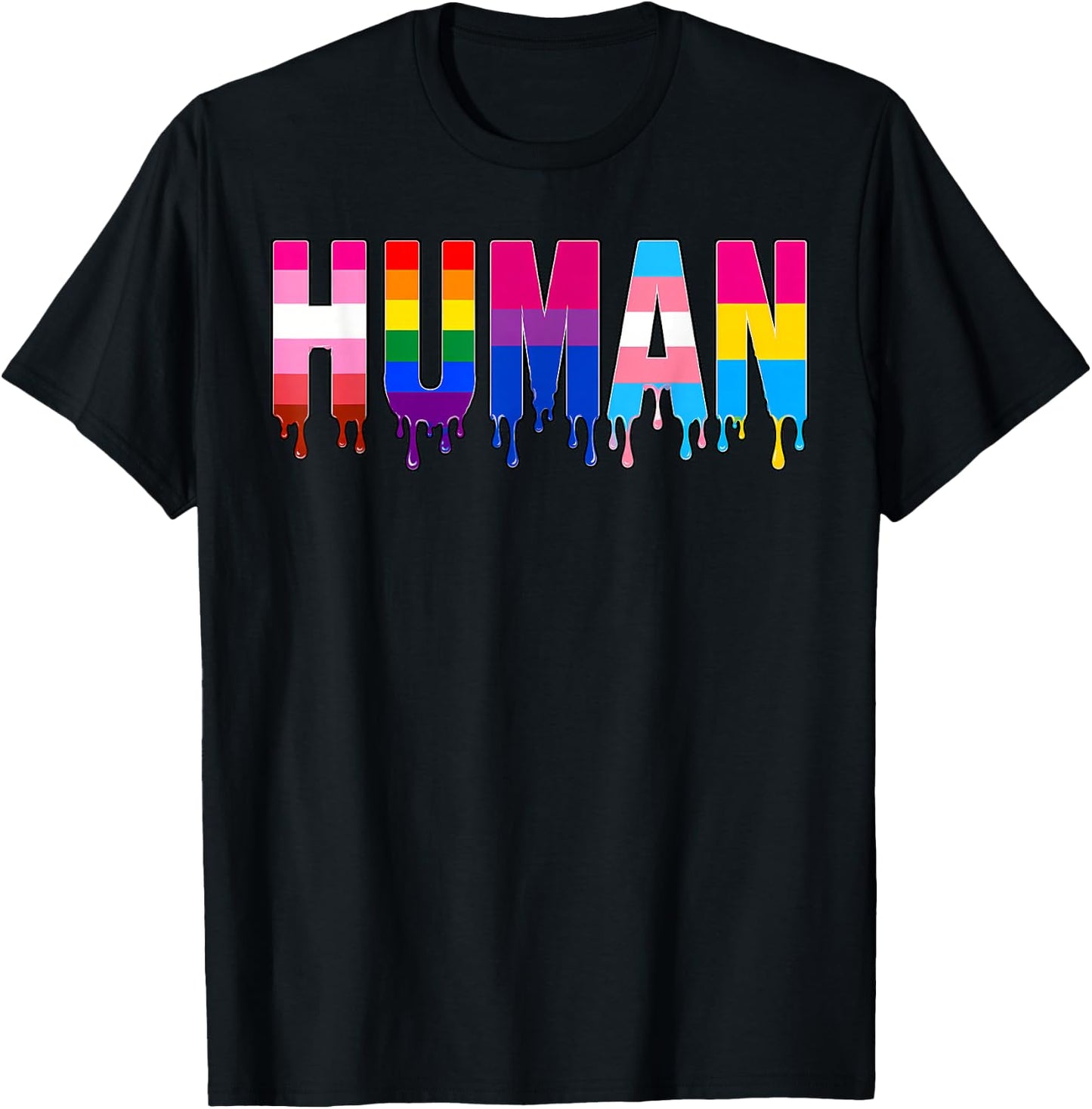 LGBT Shirts Human Dripping Rainbow Gay LGBTQ Pride Month T-Shirt - T-Shirt | Black