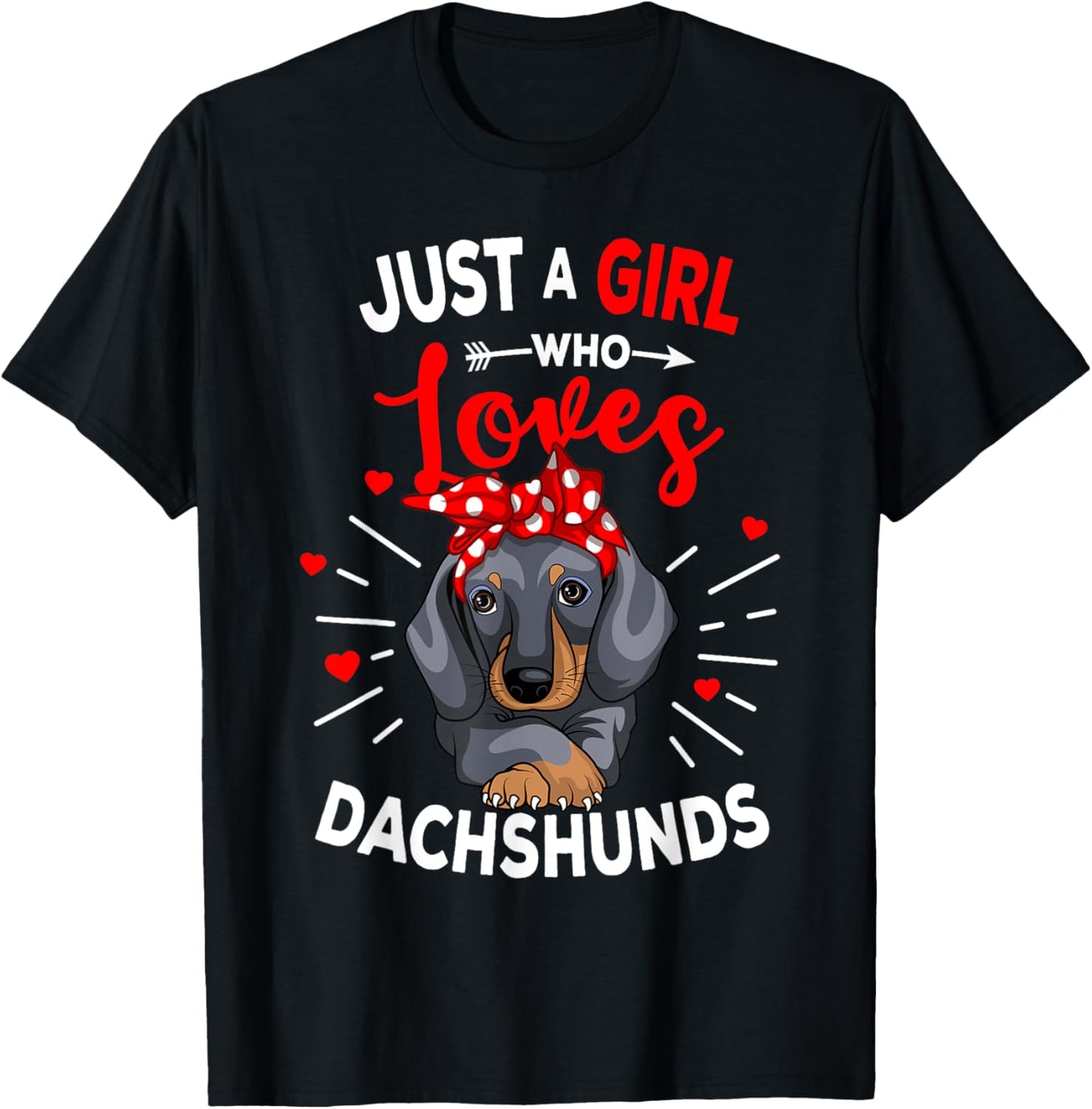 Just a Girl who loves Dachshunds Weiner Dog Lover Girls Gift T-Shirt - T-Shirt | Black