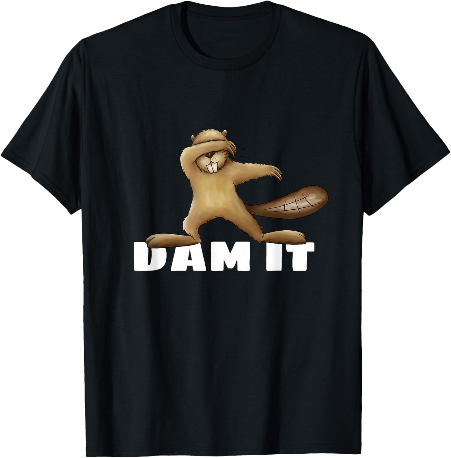 Dam it | Verdammt Dabbender Beaver Word Game Fun T-Shirt - T-Shirt | Black
