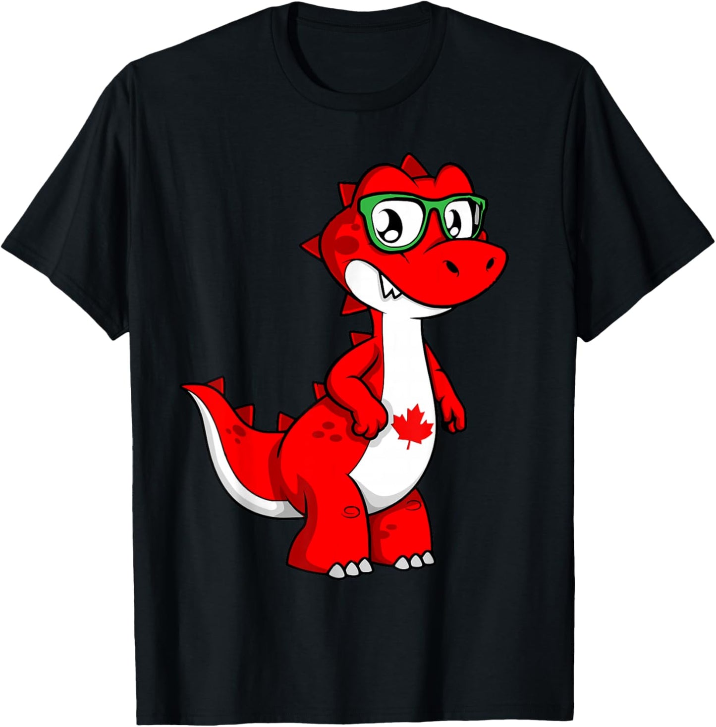 Canada Kids Flag Funny Red Dinosaur Toddler Shirt Flag T-Shirt - T-Shirt | Black