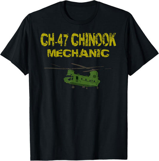 Chinook Helicopter Repairer T Shirt 15U MOS CH 47 Mechanic T-Shirt - T-Shirt | Black