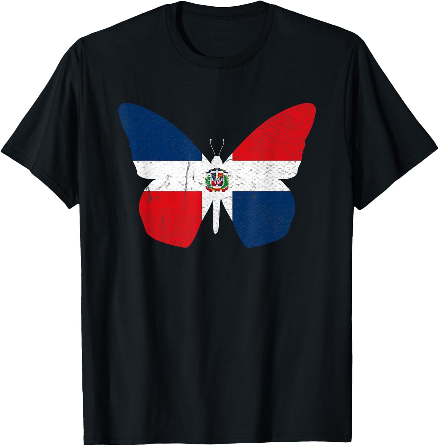 Dominican Republic flag Butterfly Dominicana T-Shirt - T-Shirt | Black