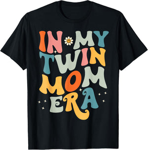 In My Twin Mom Era,Cute Groovy New Mom Gift T-Shirt - T-Shirt | Black