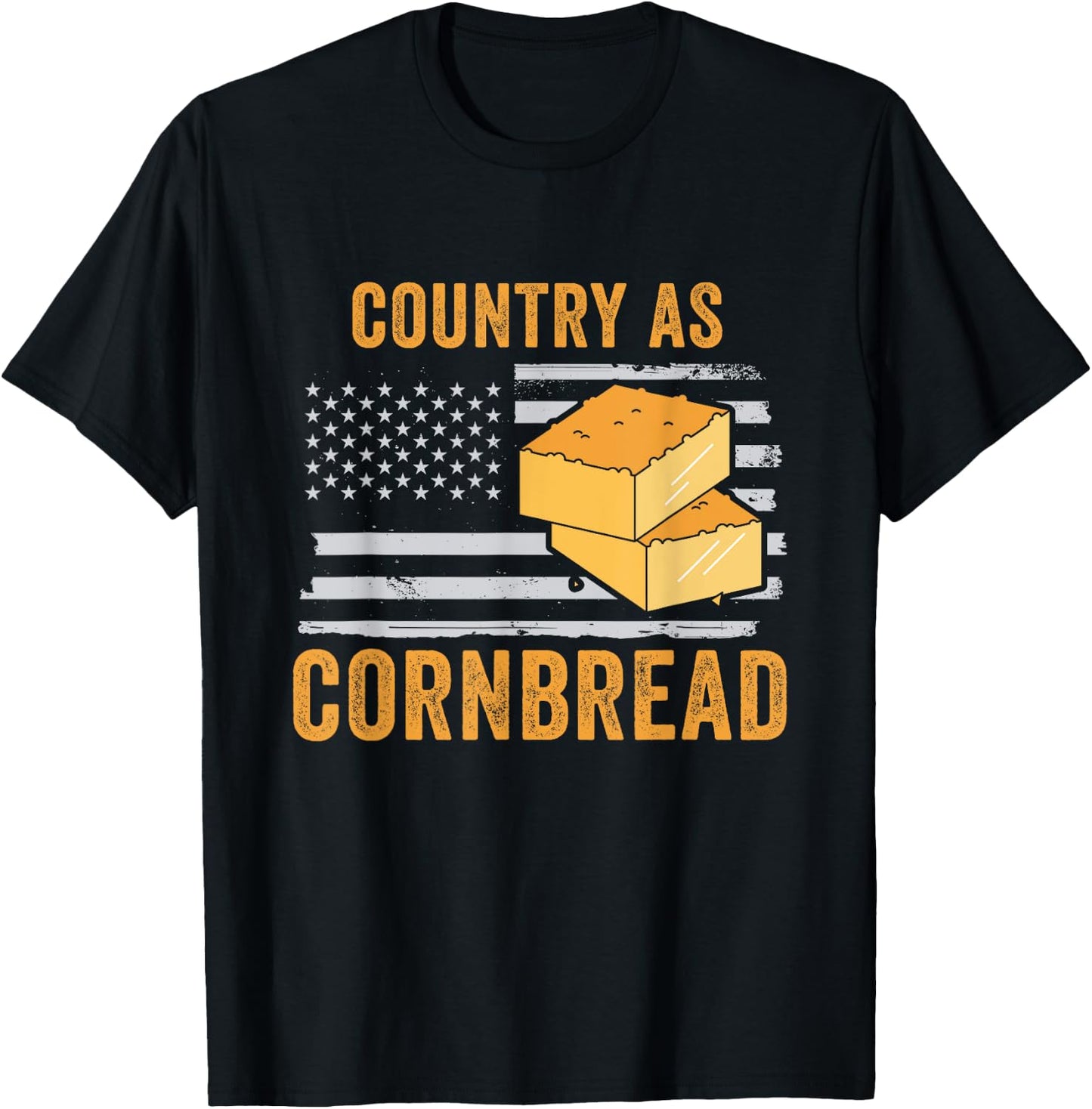 Country As Cornbread Food Thanksgiving Flag USA Cornbread T-Shirt - T-Shirt | Black