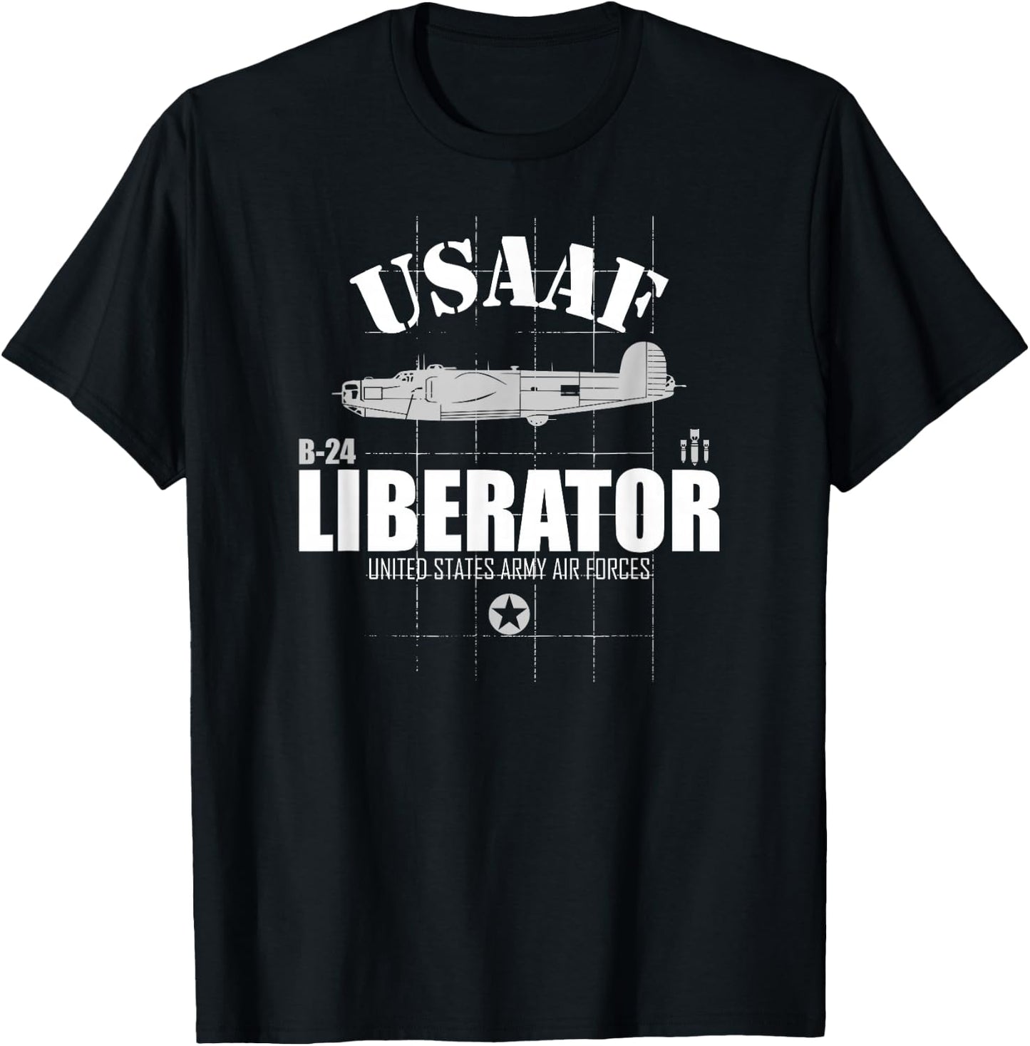 WW2 Bomber - USAAF B-24 Liberator T-Shirt - T-Shirt | Black