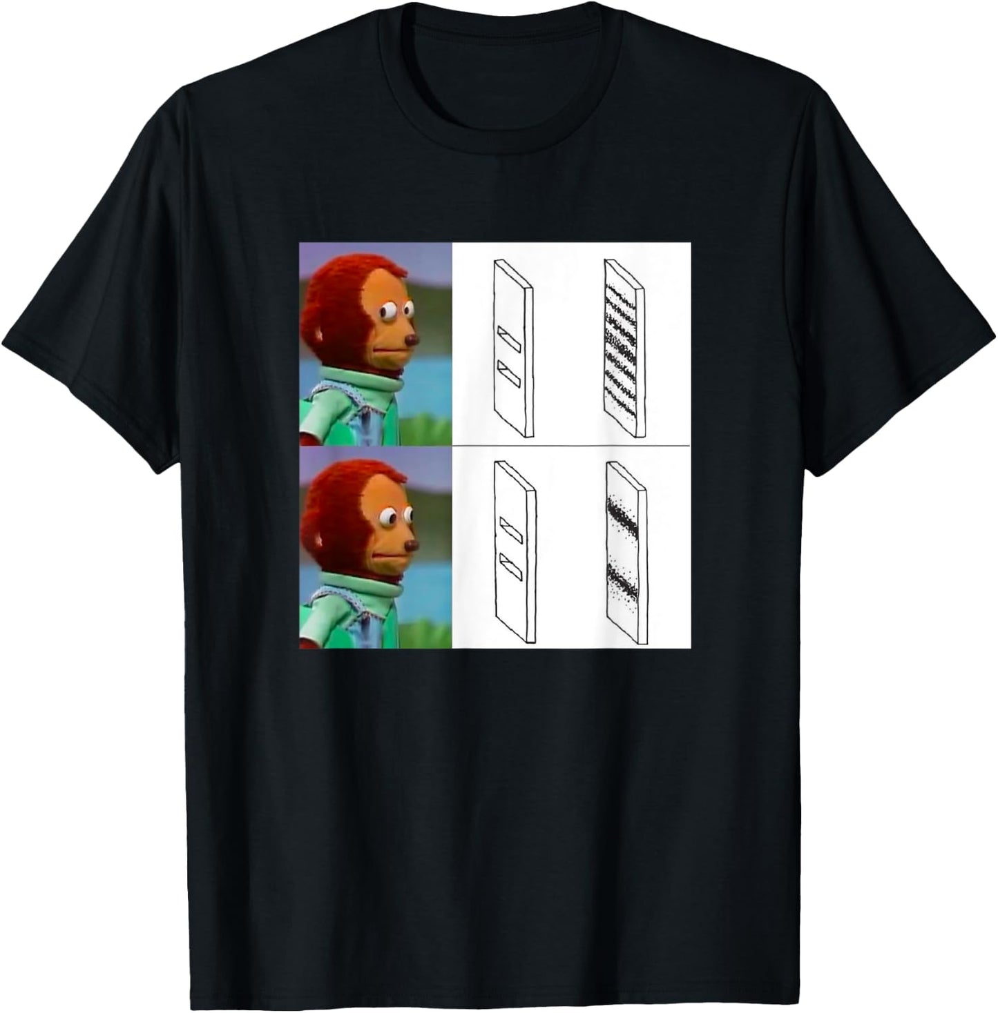 Observer Effect Meme Funny Quantum Physics Awkward Monkey T-Shirt - T-Shirt | Black