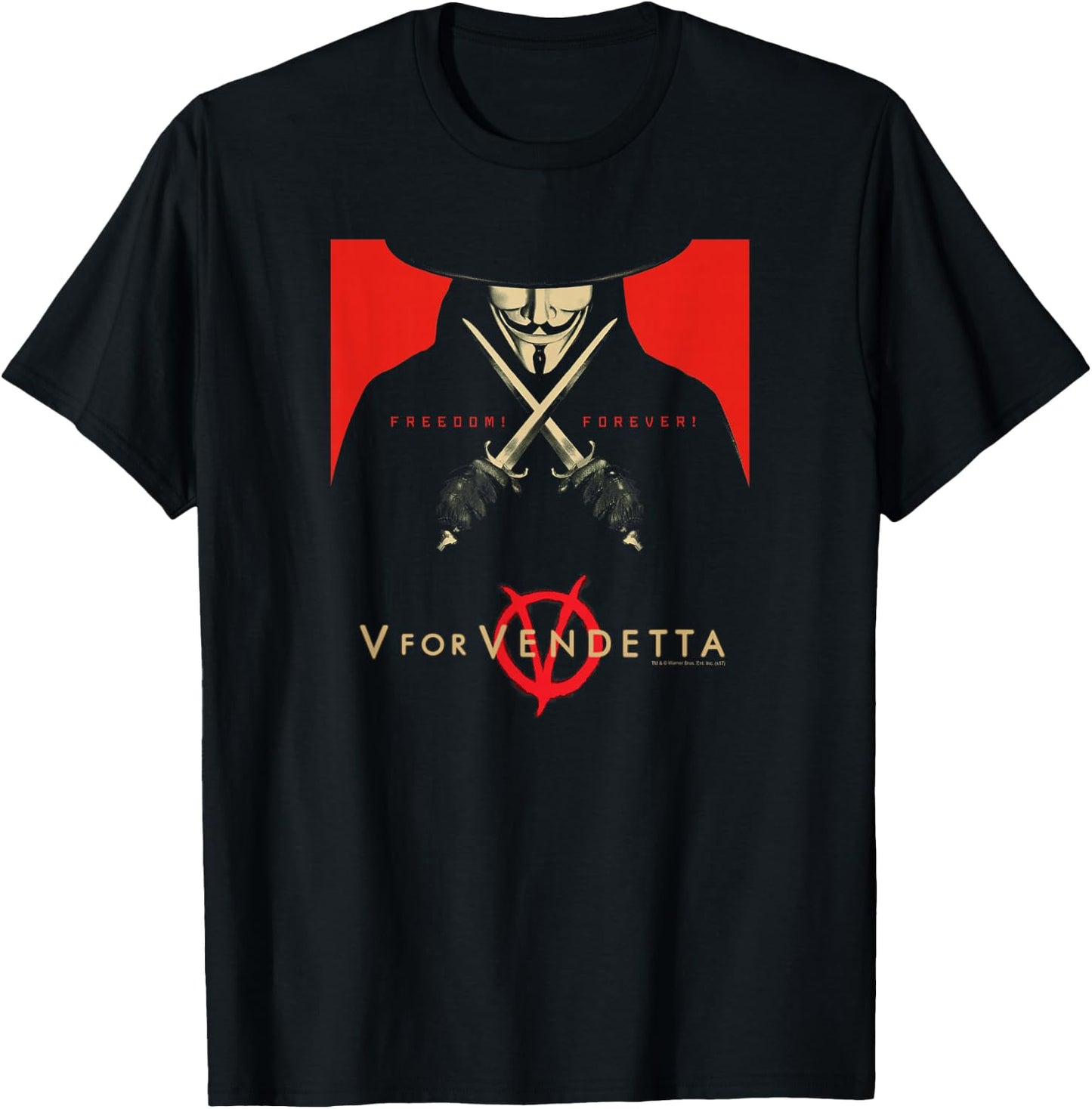 V for Vendetta Freedom Forever T-Shirt - T-Shirt | Black