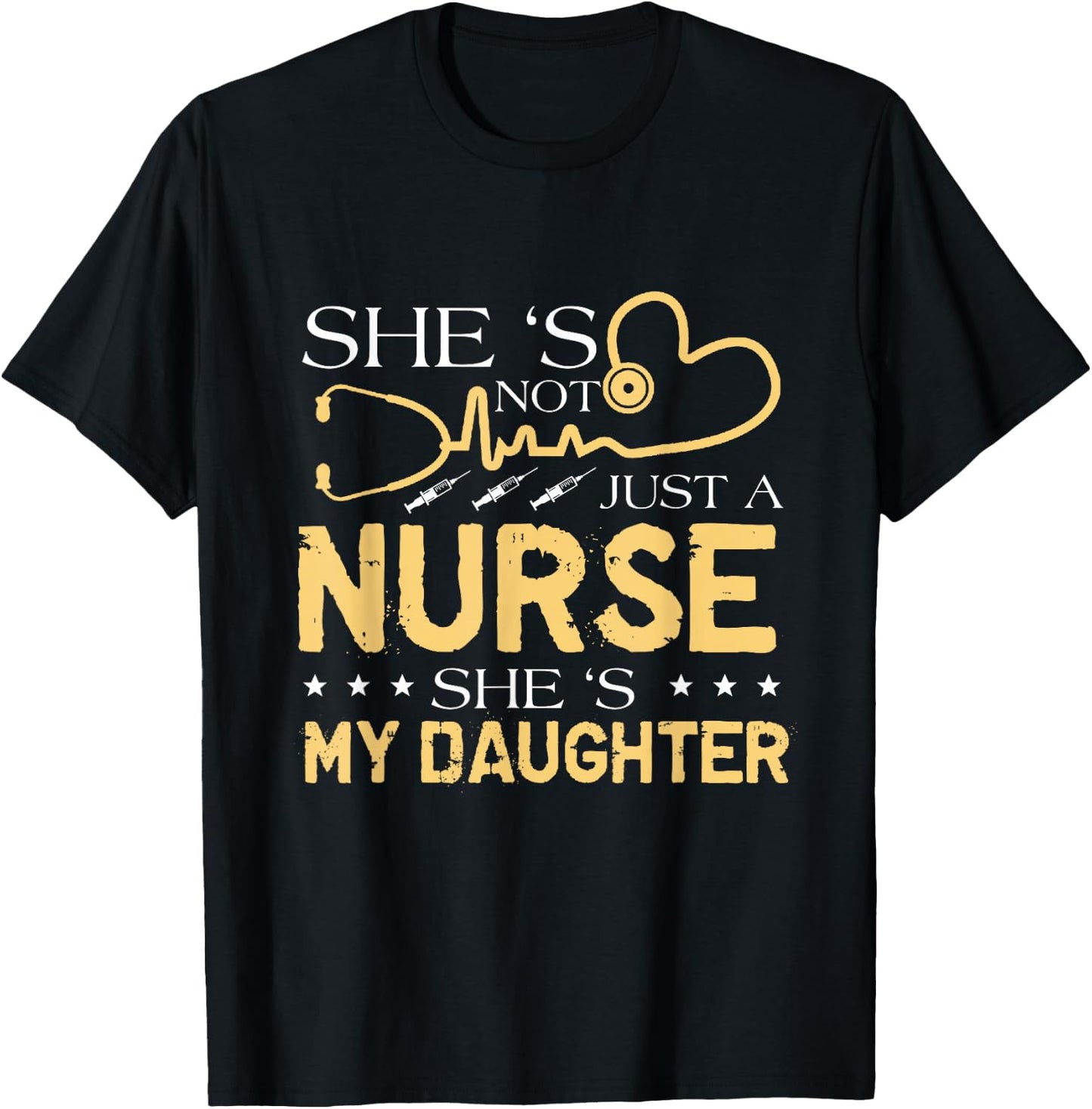 My Daughter Is A Nurse Proud Nurse's Mom Dad RN LPN Family T-Shirt - T-Shirt | Black