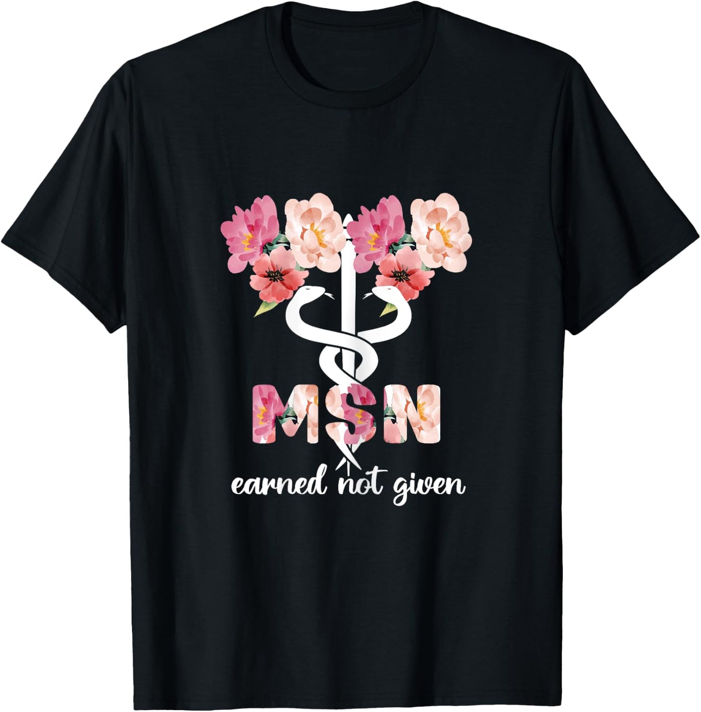 Master Of Science In Nursing Student Nurse Caduceus T-Shirt - T-Shirt | Black