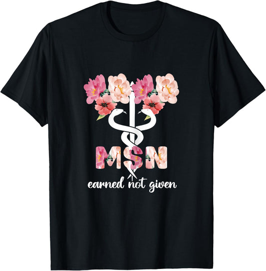 Master Of Science In Nursing Student Nurse Caduceus T-Shirt - T-Shirt | Black