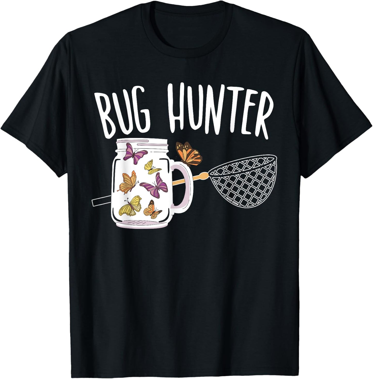Bug Hunter Entomology Insect Catching Ladybug Butterfly T-Shirt - T-Shirt | Black