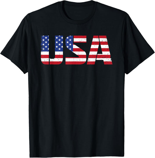 USA American Flag - 4th of July T-Shirt - T-Shirt | Black