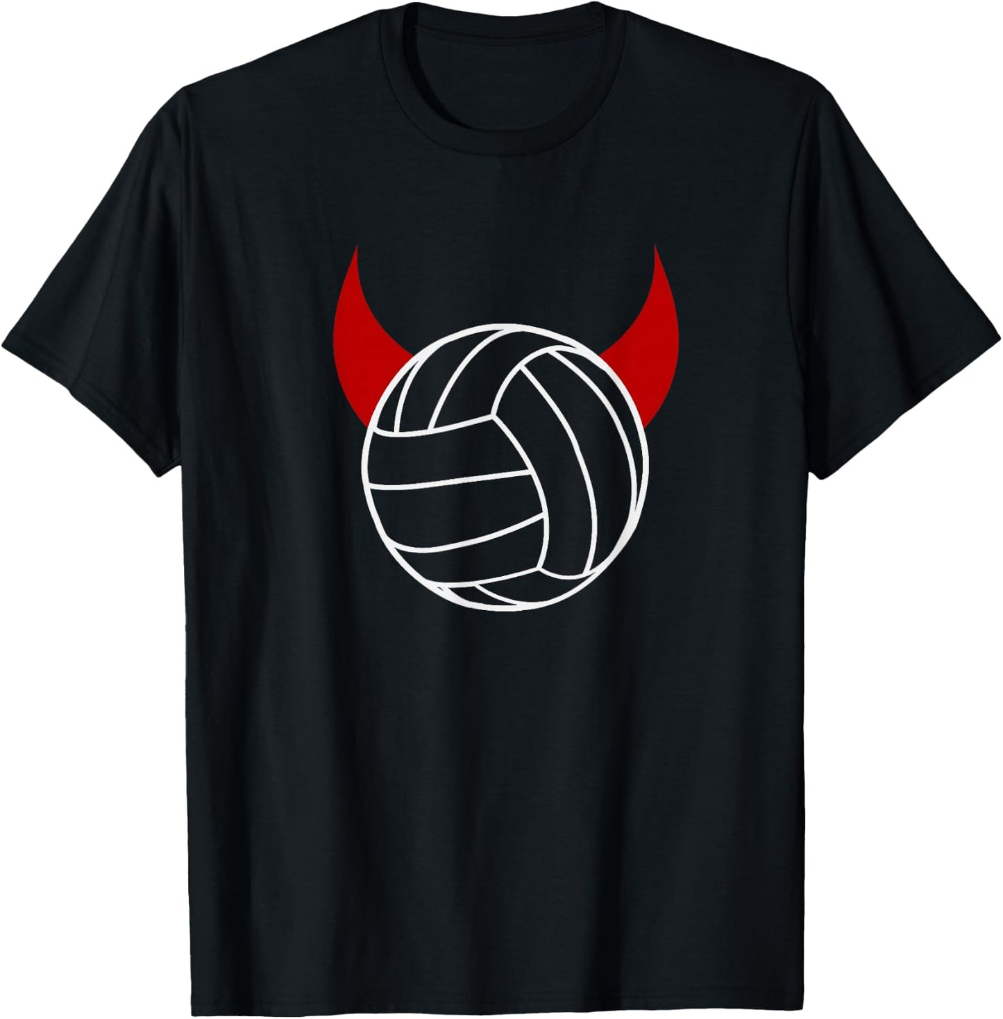 Red devil volleyball with devil horns volleyball player T-Shirt - T-Shirt | Black