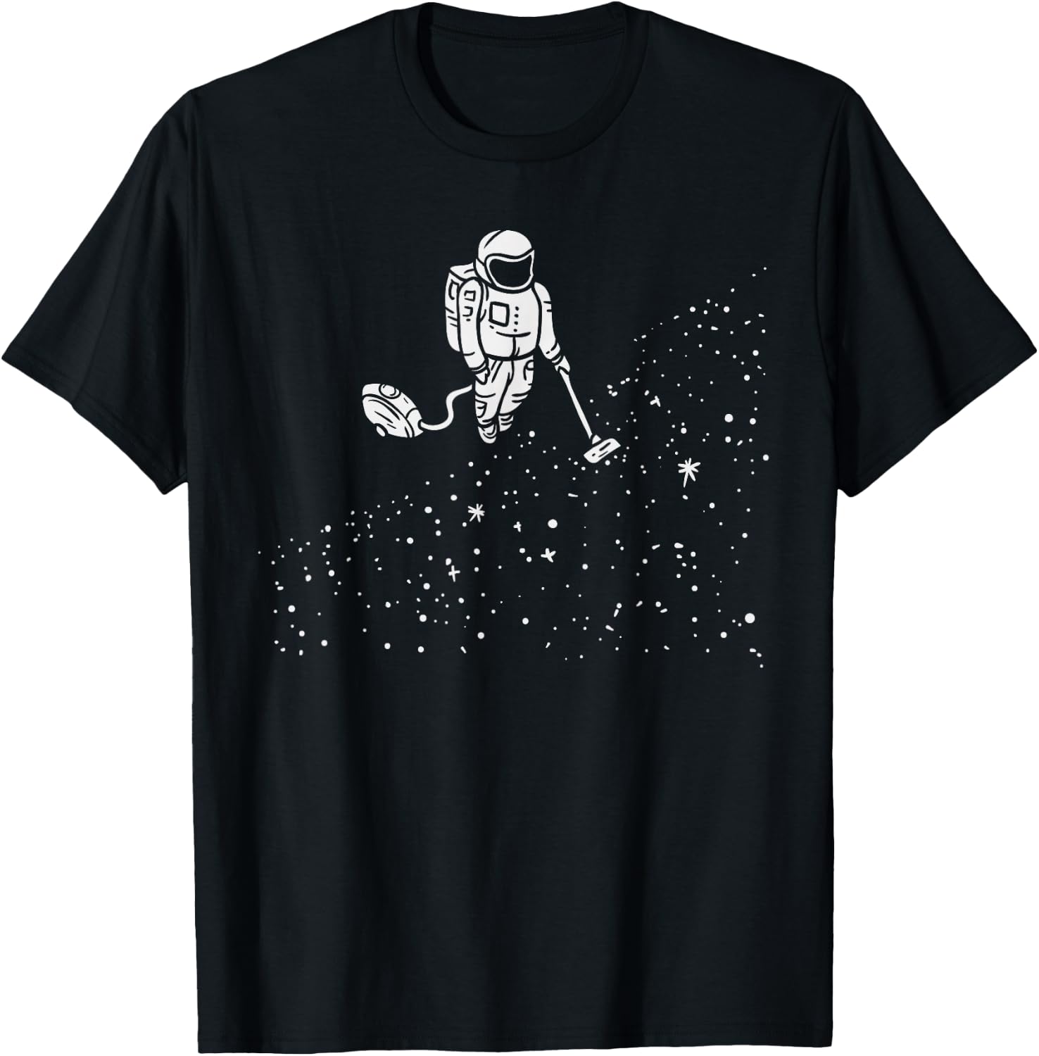 Astronaut Vacuuming Stars Shirt Space Dust Spaceman Gift T-Shirt - T-Shirt | Black
