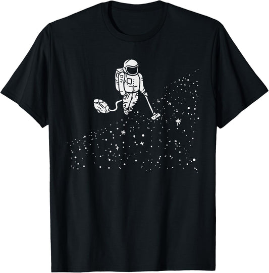 Astronaut Vacuuming Stars Shirt Space Dust Spaceman Gift T-Shirt - T-Shirt | Black