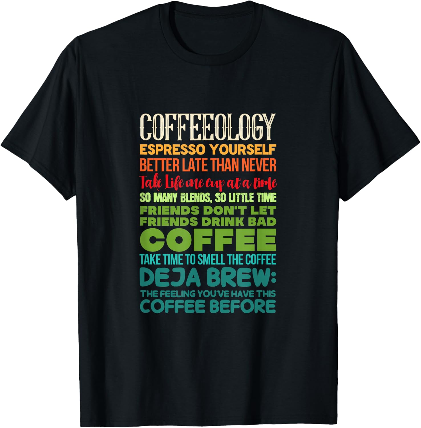 Coffeeology Coffee Espresso Latte Caffeine Drinking Retro T-Shirt - T-Shirt | Black