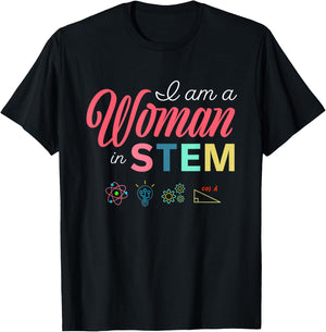 Retro I Am A Woman In STEM Female Empowering Women Girls T-Shirt - T-Shirt | Black