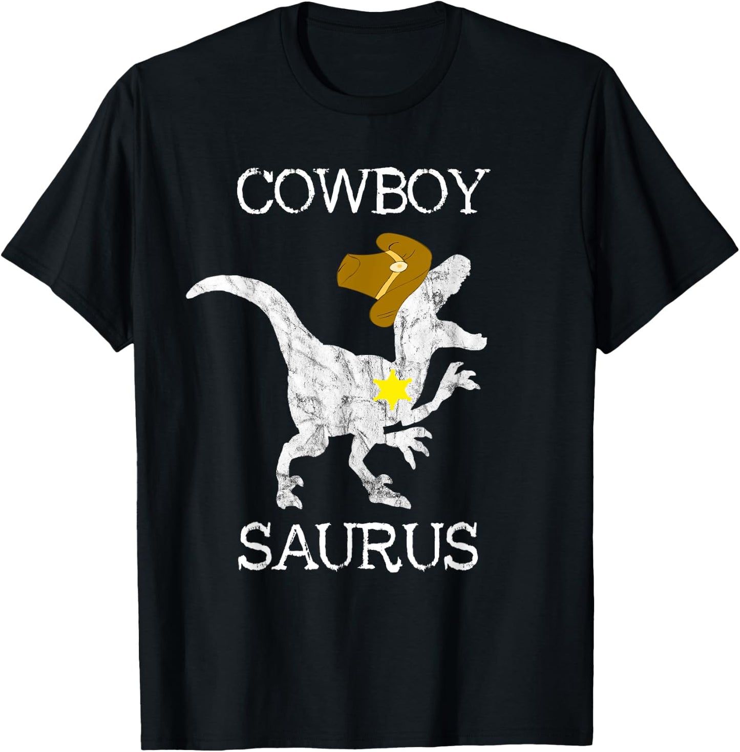 Cowboy Saurus Wild West Sheriff Rancher T Rex Dinosaur Shirt T-Shirt - T-Shirt | Black