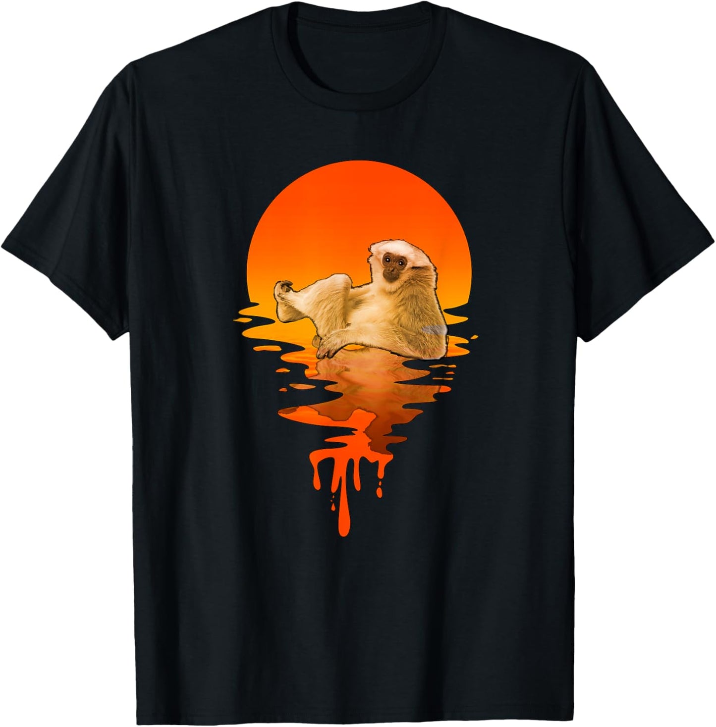Vintage Retro Style Gibbon T-Shirt - T-Shirt | Black