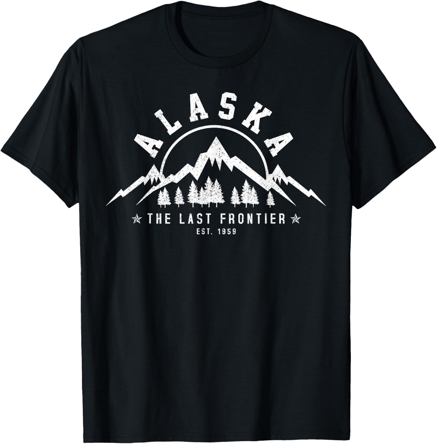 Alaska The Last Frontier Est. 1959 Mountains Nature Gift T-Shirt - T-Shirt | Black