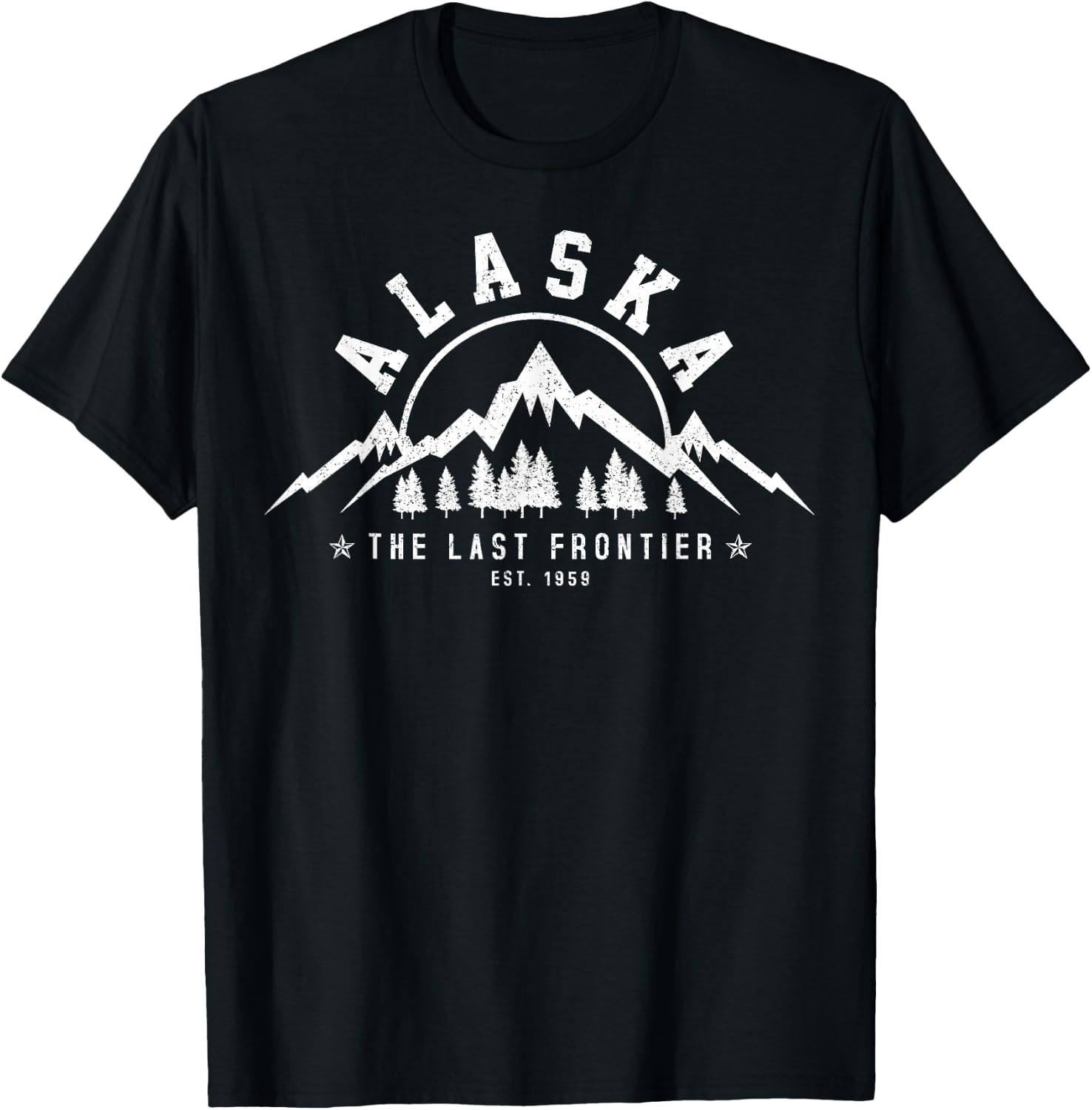 Alaska The Last Frontier Est. 1959 Mountains Nature Gift T-Shirt - T-Shirt | Black