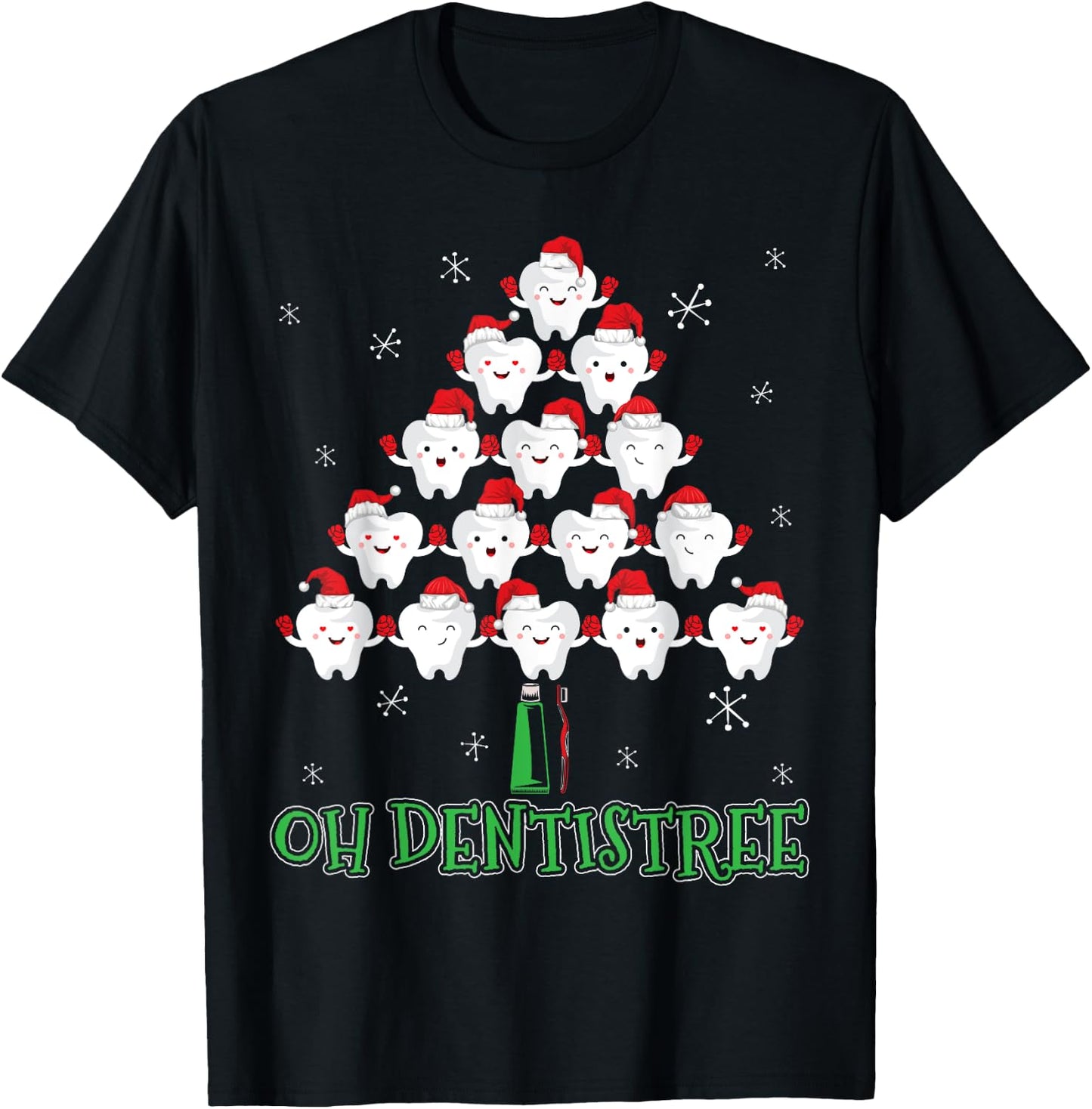 Oh Dentistree Christmas Funny Dentist Christmas T-Shirt - T-Shirt | Black
