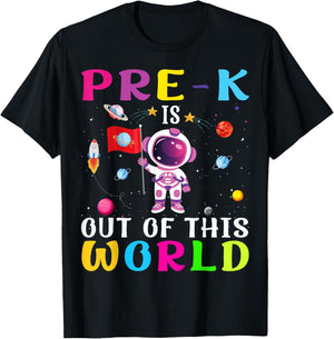 Pre-k Is Out Of This World Cute Astronaut Back To School Kid T-Shirt - T-Shirt | Black