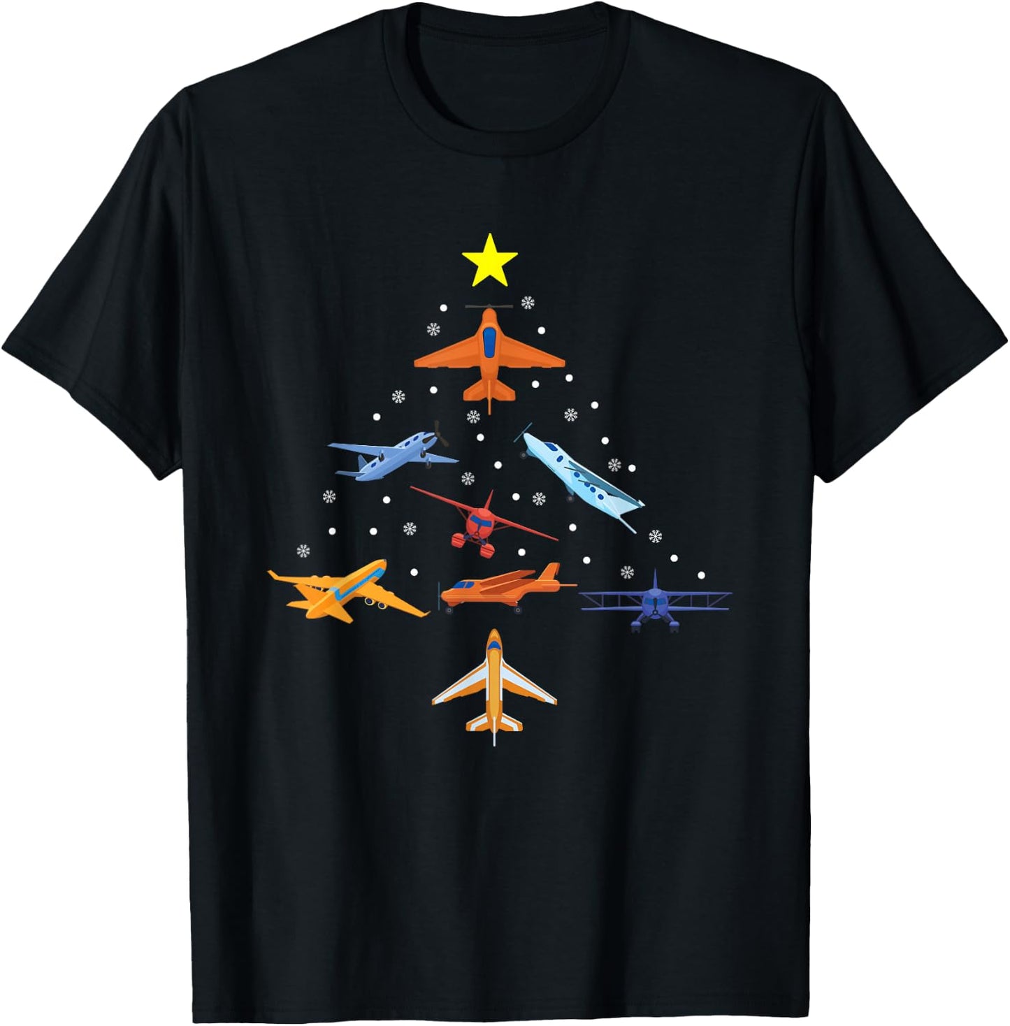 Christmas Aviator Airplane Santa Claus Aviation Christmas T-Shirt - T-Shirt | Black