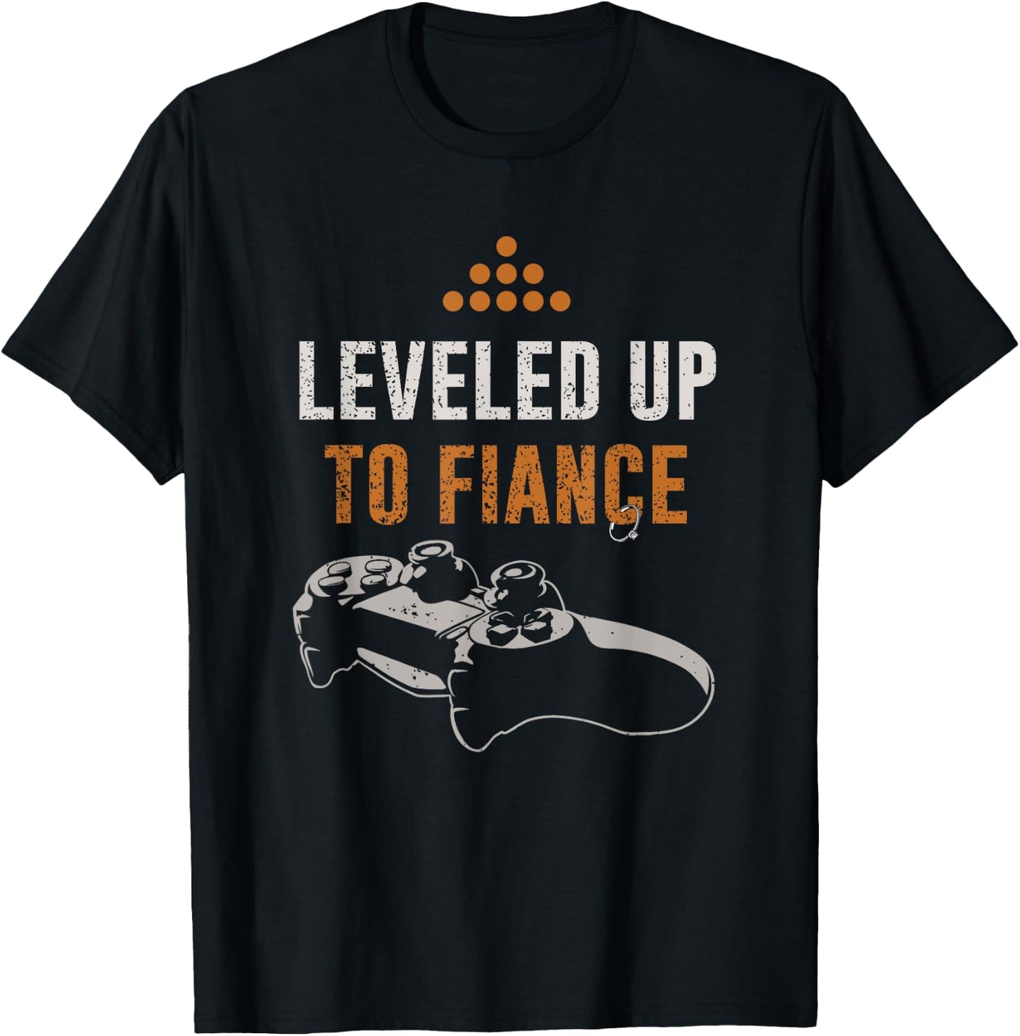 Leveled Up To Fiance - Gaming Fiance - Cute Couple T-Shirt - T-Shirt | Black