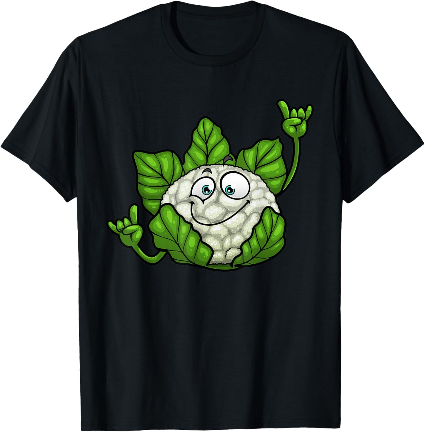 Funny Cauliflower Designs Women Veggie Lover Vegan T-Shirt - T-Shirt | Black