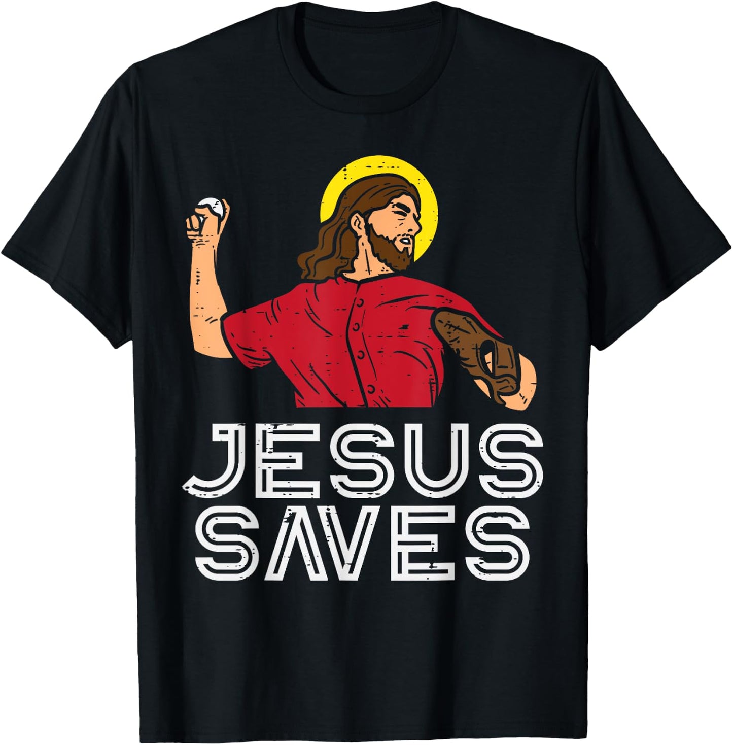 Jesus Saves Baseball God Sports Christian Men Women Kids T-Shirt - T-Shirt | Black