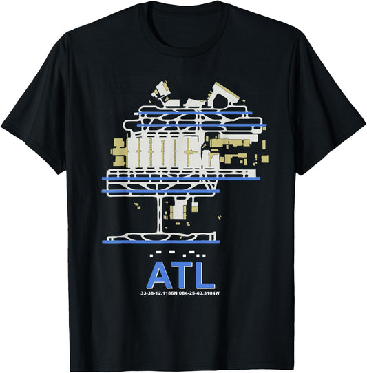 ATL Hartsfield Jackson Atlanta Int'l Airport Art Pilot T-Shirt - T-Shirt | Black