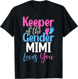Keeper Of The Gender Mimi Loves You Cute Baby Announcement T-Shirt - T-Shirt | Black