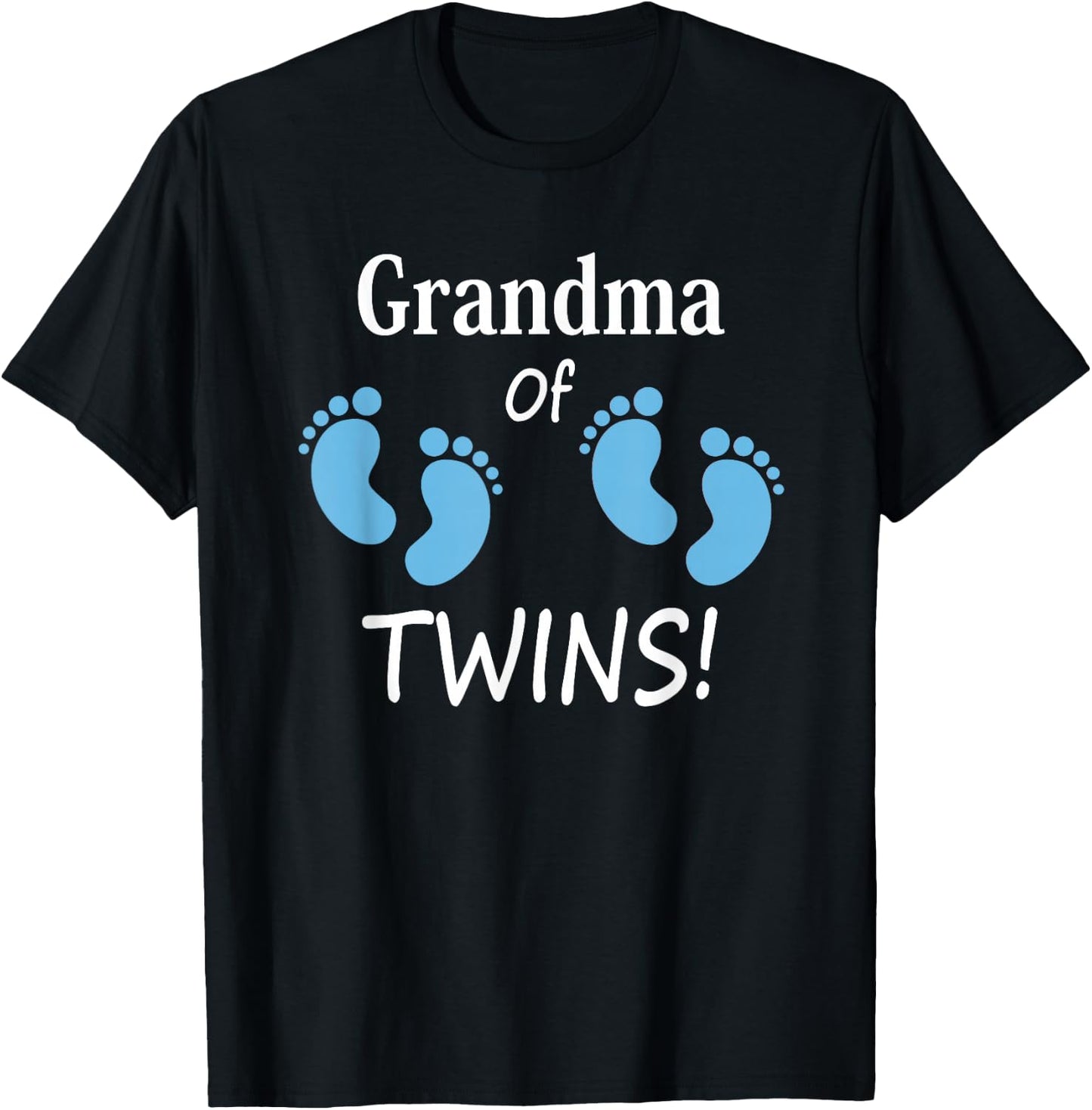 Grandma of Twin Boys Footprint Design T-Shirt - T-Shirt | Black