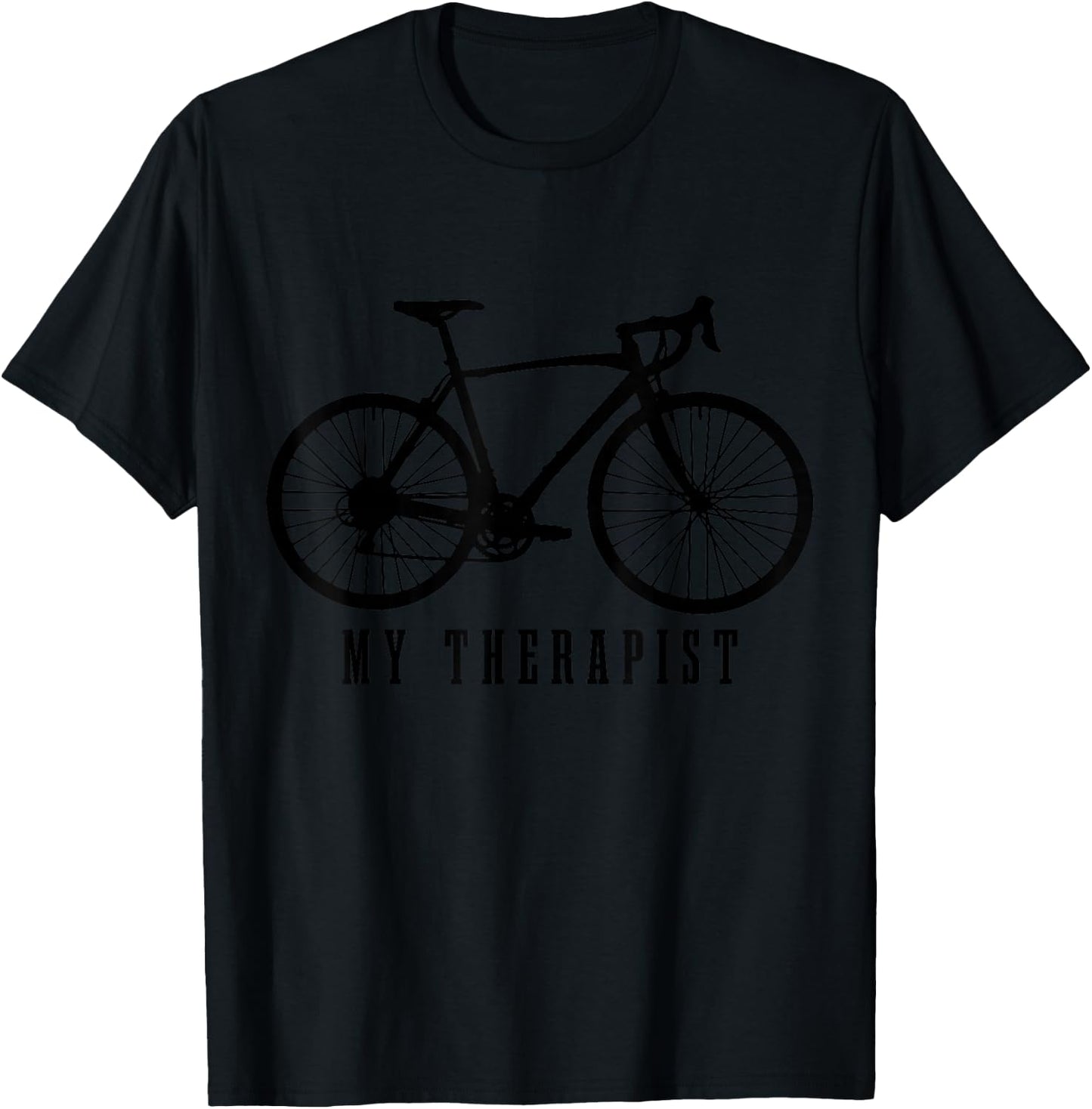 Cycling My Therapist Funny Road Bike T-Shirt - T-Shirt | Black
