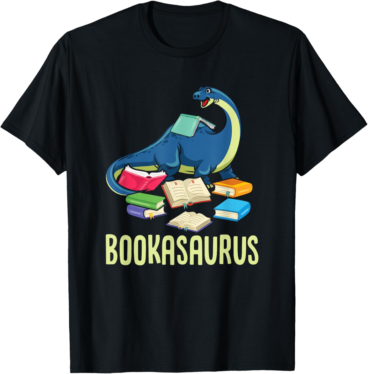 Bookasaurus Book Lover Reading Books Funny Dino Lover Gift T-Shirt - T-Shirt | Black