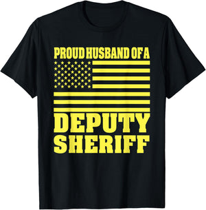 Proud Husband Of A Deputy Sheriff American Flag Men T-Shirt - T-Shirt | Black