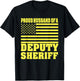 Proud Husband Of A Deputy Sheriff American Flag Men T-Shirt - T-Shirt | Black