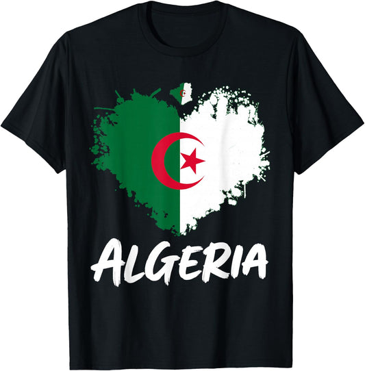 Algerian Flag Heritage Outfit Idea Algeria Themed T-Shirt - T-Shirt | Black