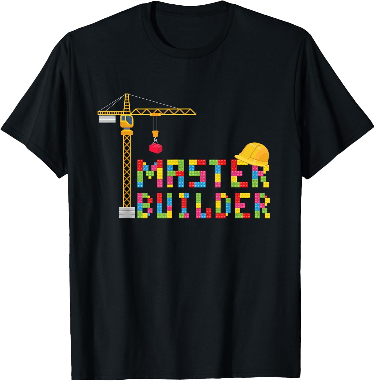 Master Builder Engineer Construction Building Bricks Blocks T-Shirt - T-Shirt | Black