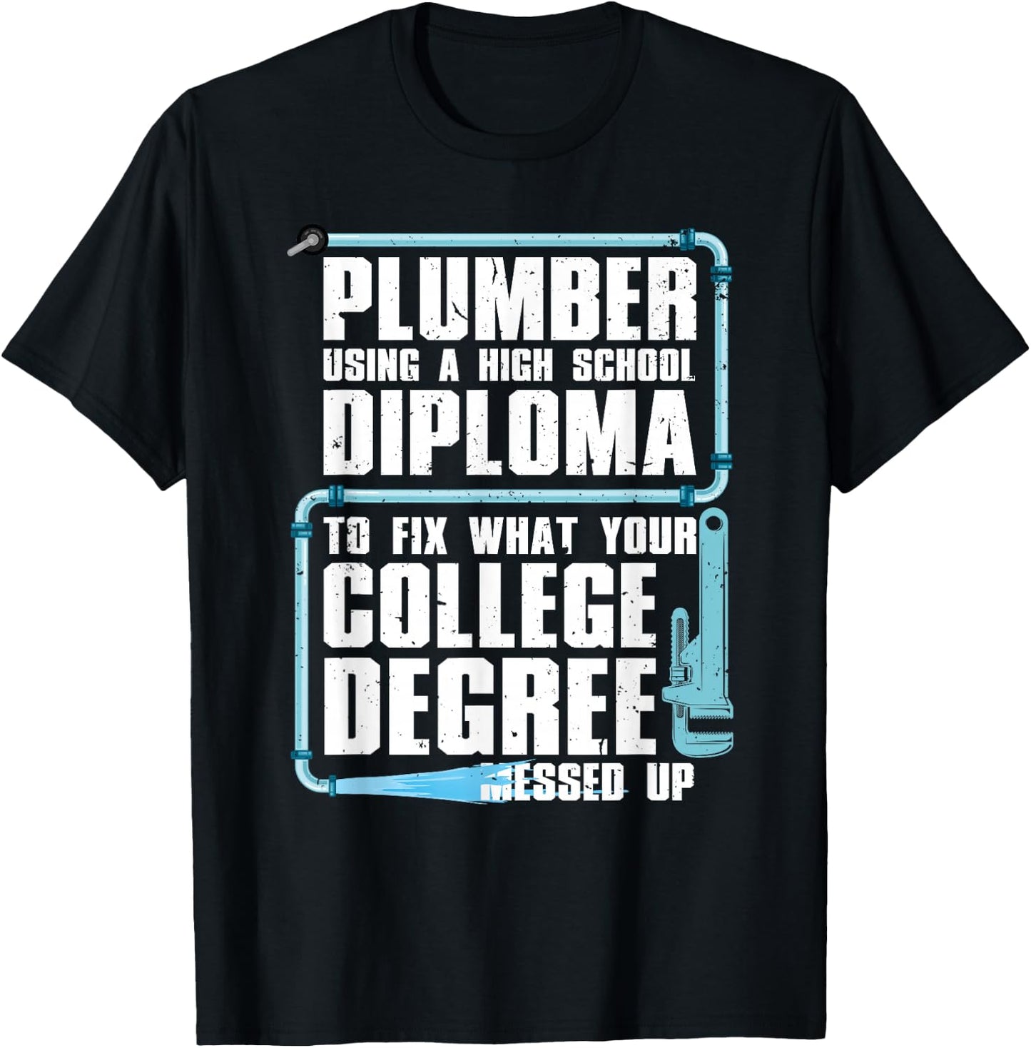 Funny Plumber Art Women Steamfitter Tools Plumbing T-Shirt - T-Shirt | Black