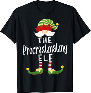 Procrastinating Elf Group Christmas Funny Pajama Party T-Shirt - T-Shirt | Black